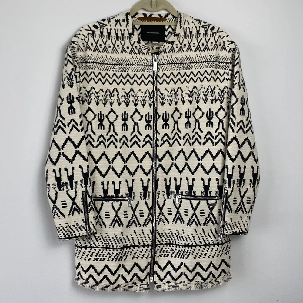 NEW Maison Scotch Scotch & Soda Jolie Vanabonde Aztec Southwest Print Car Coat - Picture 12 of 14